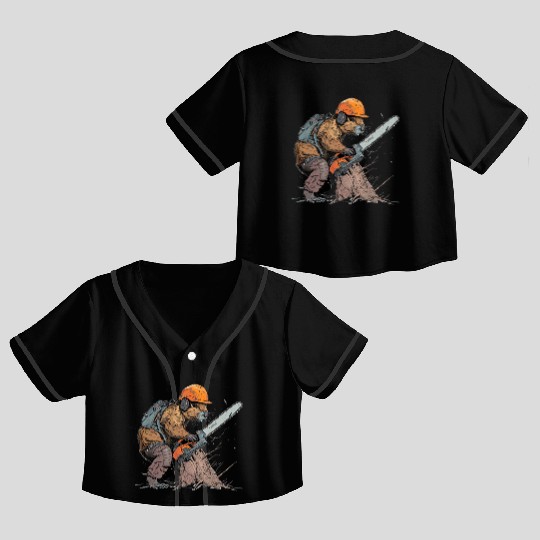 Beaver Lumberjack Chainsaw Crop Top Baseball Jerseys