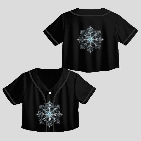 Elegant Snowflake Intricate Glow Winter 2 Crop Top Baseball Jerseys