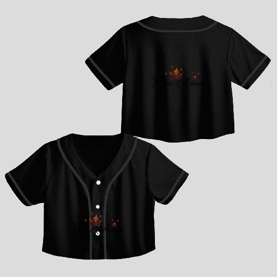 Embrace Fall with 'I Love Autumn' Leaf Design Crop Top Baseball Jerseys