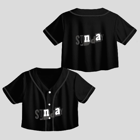 ilustrasi text sunday with theme Tipografi eksperi Crop Top Baseball Jerseys