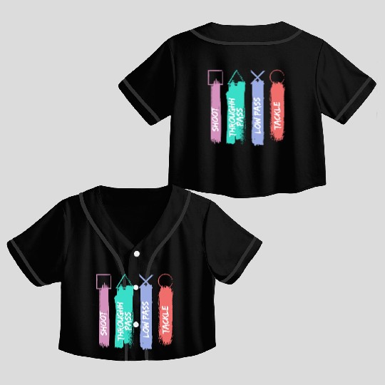 Playstation Button Crop Top Baseball Jerseys