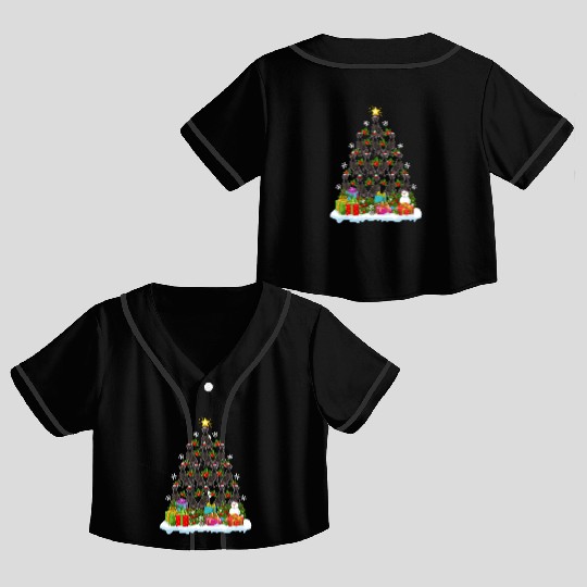 Great Dane Dog Ugly Christmas Tree Santa Hat Crop Top Baseball Jerseys