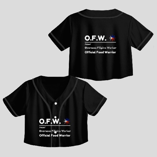 OFW Official Food Warrior White Print Crop Top Baseball Jerseys