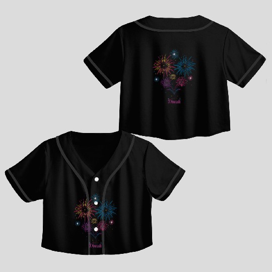 Joyous Fireworks for Diwali Festival Crop Top Baseball Jerseys