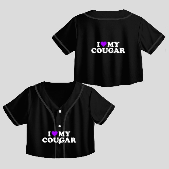 I Love Cougars Cougar Humor Valentine's Day 3BK4 Crop Top Baseball Jerseys