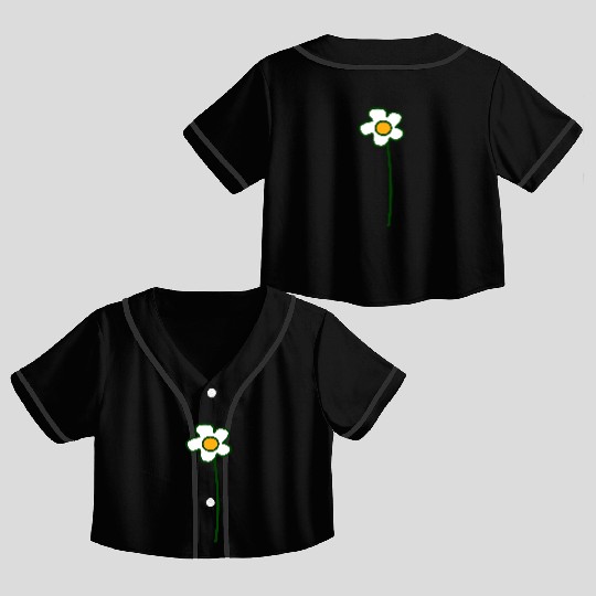 White Daisies Flower Spring Summer Flowers Nature Crop Top Baseball Jerseys
