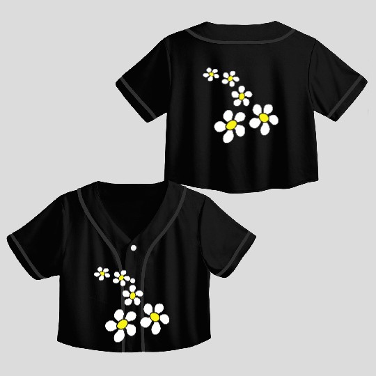 Many Pretty Daisy Flowers Decorative Flower Design Crop Top Baseball Jerseys
