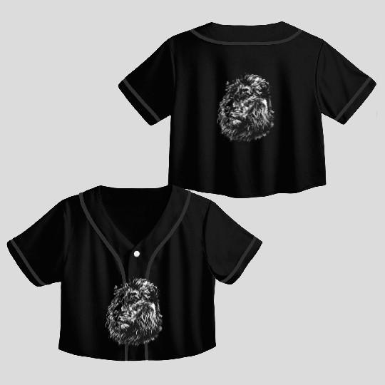 Lion black and white Crop Top Baseball Jerseys