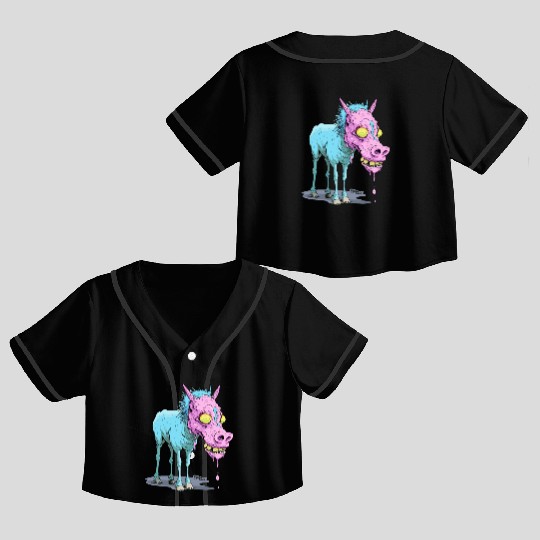 Melting Face Candy of the Zombie Donkey Crop Top Baseball Jerseys