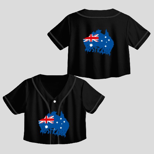Aussie Flag Map Crop Top Baseball Jerseys Design