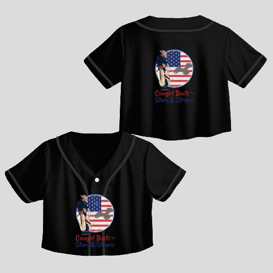 Cowgirl Boots and Stars & Stripes Crop Top Baseball Jerseys