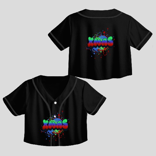 Xmas - A Christmas Graffiti Design Crop Top Baseball Jerseys