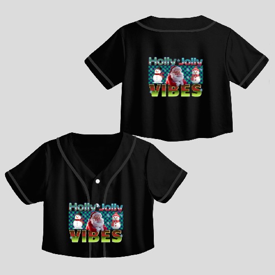 Holly Jolly Vibes Christmas Design Crop Top Baseball Jerseys