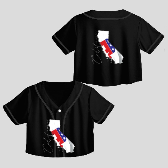 Republican Flag in California State Map CA Crop Top Baseball Jerseys