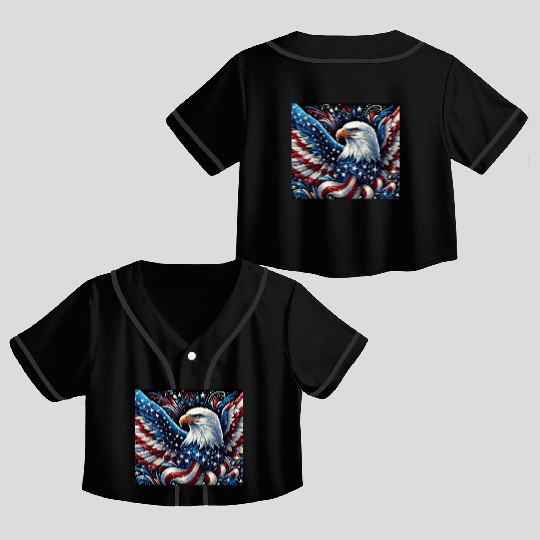 Patriotic Eagle Crop Top Baseball Jerseys