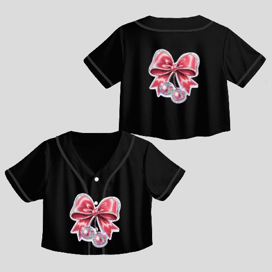 Bow Christmas, Merry Christmas Crop Top Baseball Jerseys