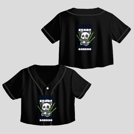 Less Chaos More Bamboo Panda Bear Friend Lover Crop Top Baseball Jerseys