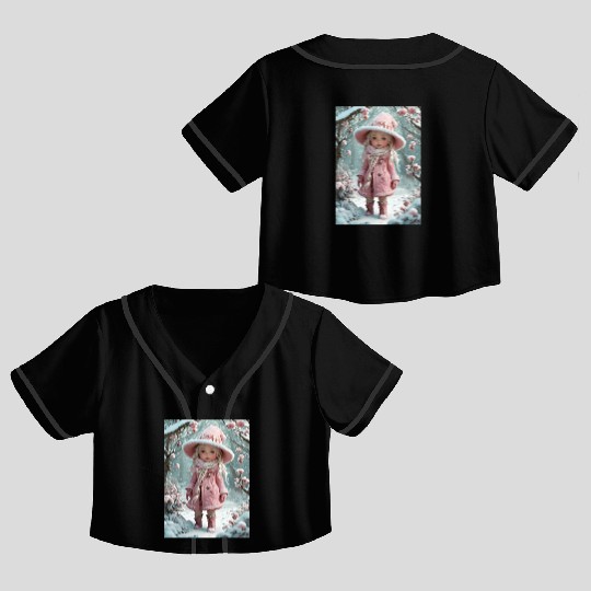Full body of a realistic sweetness baby chibi girl Crop Top Baseball Jerseys