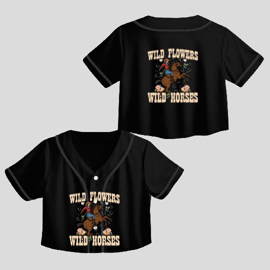 Wild Flowers Wild Horses Women's Wild Horses Crop Top Baseball Jerseys