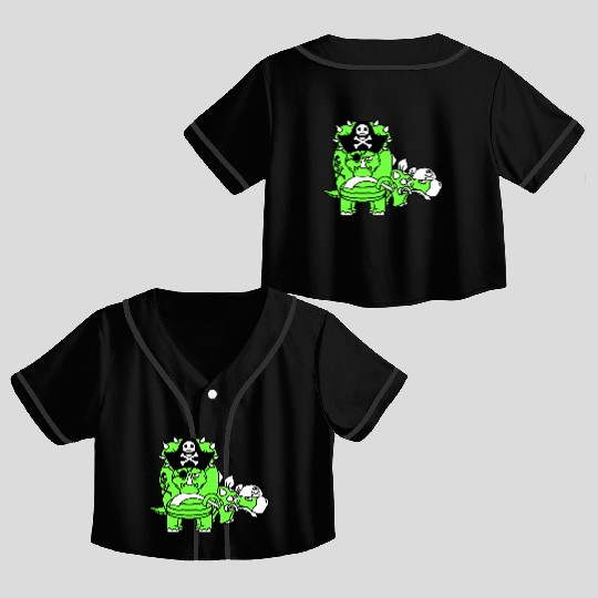 Triceratops Stegosaurus 2 Dinosaur Pirates Dinos Crop Top Baseball Jerseys
