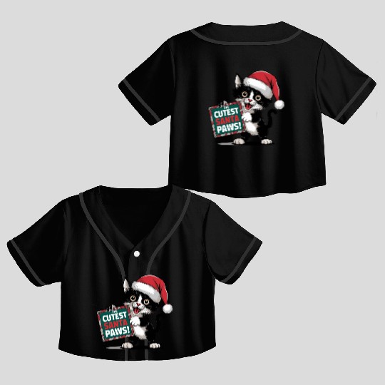 Cutest Santa Paws Crop Top Baseball Jerseys