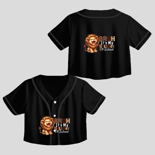 Bruh 100th Day of School Cute Lion Design for Kids Crop Top Baseball Jerseys