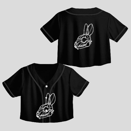 Minimalistic Vector Rabbit Skull Kids Drawing Crop Top Baseball Jerseys