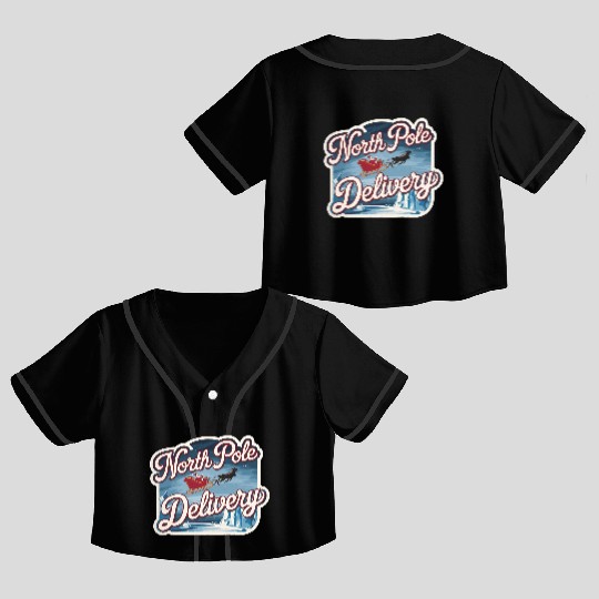 Magical Arctic Night Santa Sleigh North Pole Crop Top Baseball Jerseys