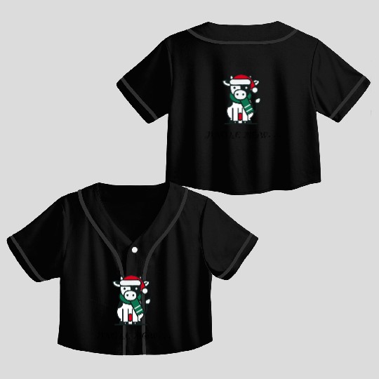 Jingle Mow Funny Christmas Cow Crop Top Baseball Jerseys