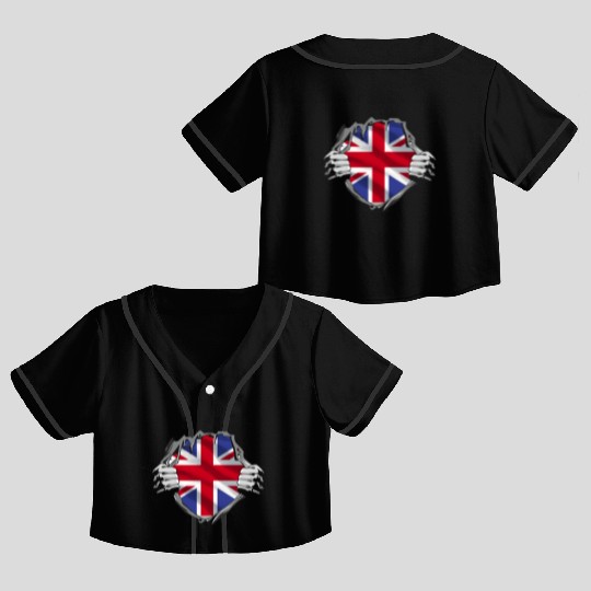 Union Jack Ripped Style UK Pride Crop Top Baseball Jerseys