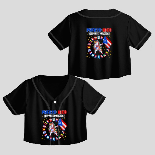 Hispanic Heritage Month Puerto Rico Kids Crop Top Baseball Jerseys