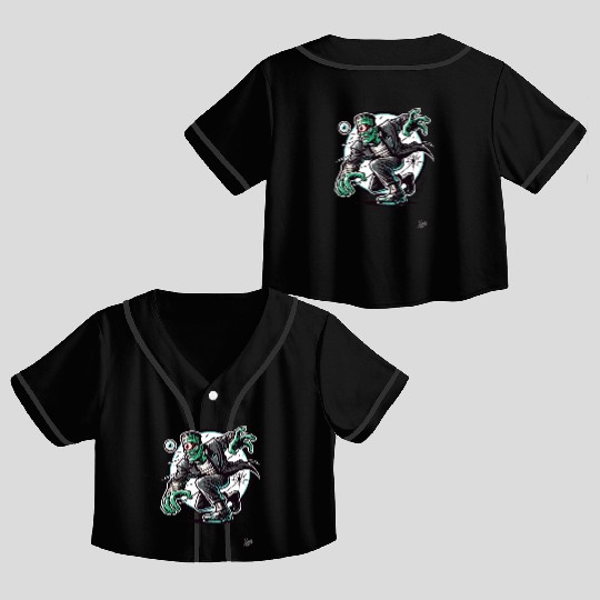 The Green One-Eyed Cyclops Monster Crop Top Baseball Jerseys