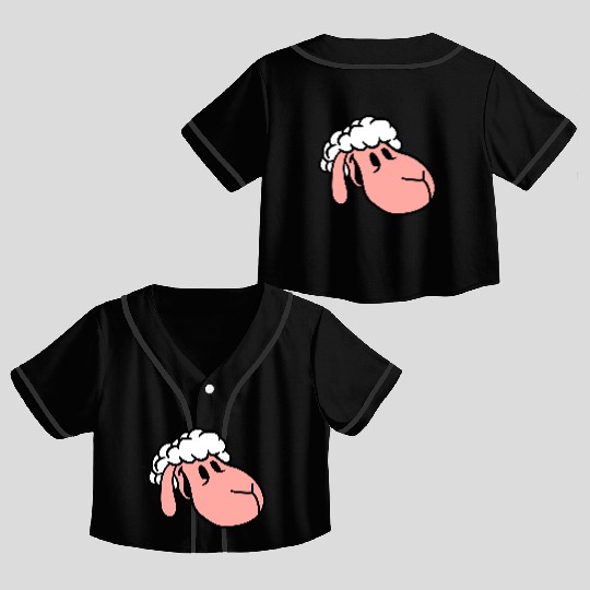 Sheep Face Head Cute Sweet Little Lamb Cool Comic Crop Top Baseball Jerseys
