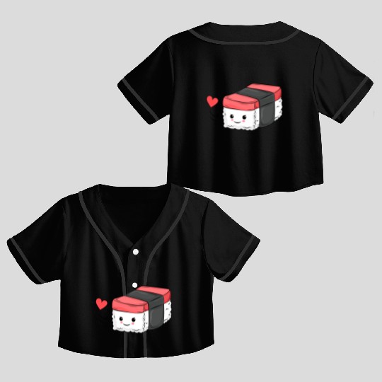 Kawaii Hawaiian Musubi Crop Top Baseball Jerseys as a gift for Sushi
