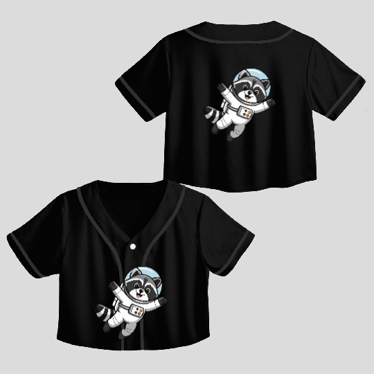 Astro Racoon for Kids Astronaut Crop Top Baseball Jerseys