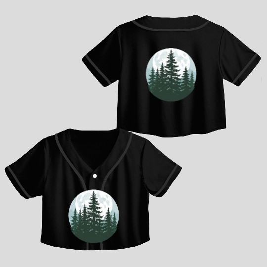 Trees Wildlife Nature Forest Silhouette Crop Top Baseball Jerseys
