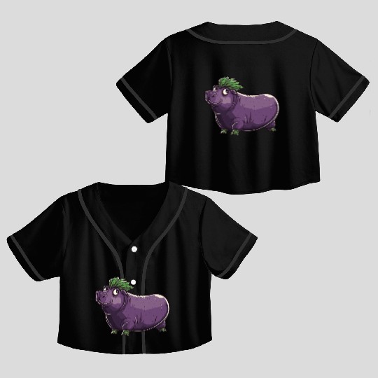 Hip Eggplant Crop Top Baseball Jerseys