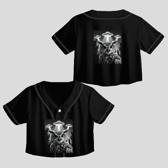 UFO Funny Owl Crop Top Baseball Jerseys