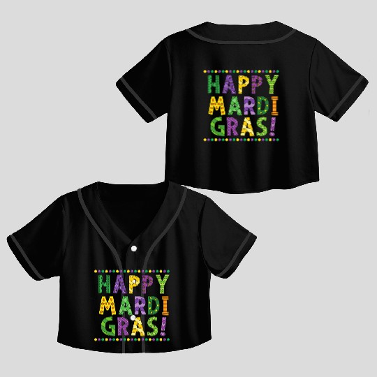 Mardi Gras Celebration Crop Top Baseball Jerseys
