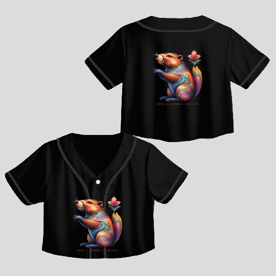 Virgo Spirit Animal Beaver Alebrije Female Crop Top Baseball Jerseys