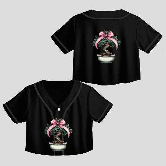 Coquette Bow Bonsai Japanese Zen Mothers Day Crop Top Baseball Jerseys