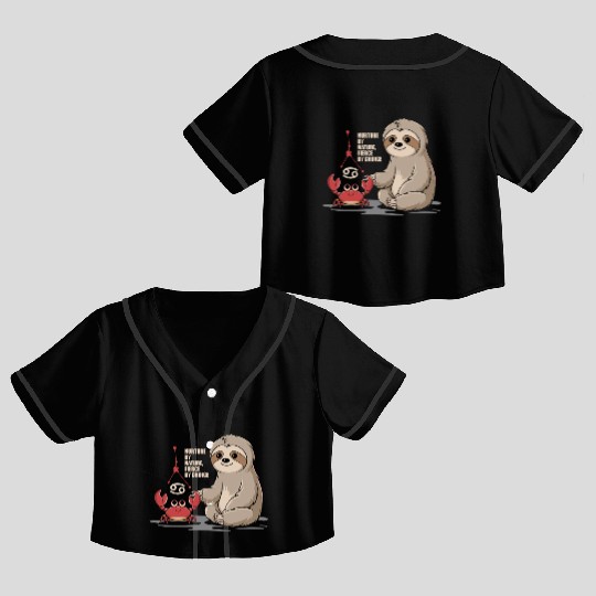 Cancer Zodiac Sloth: Nurture by Nature, Fierce by Crop Top Baseball Jerseys