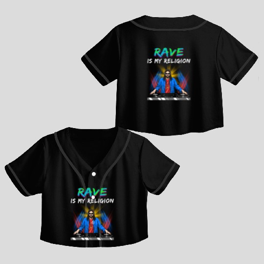 Rave Techno House Party EDM Festival Goa Electro Crop Top Baseball Jerseys