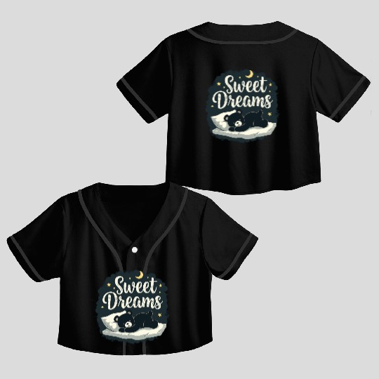 Teddy Bear Sweet Dreams Official Sleep Crop Top Baseball Jerseys