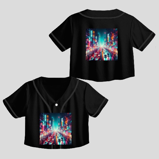 Neon Night Street Crop Top Baseball Jerseys