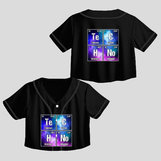 Techno Periodic Table – Perfect Rave & Festival Crop Top Baseball Jerseys