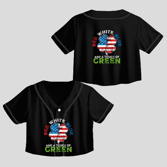 Red White Blue and a Touch of Green Irish USA Crop Top Baseball Jerseys