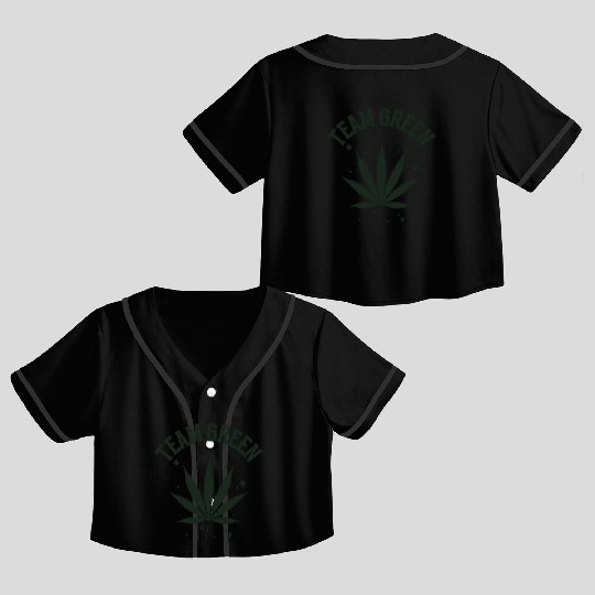 Team Green with Pot Leaf Crop Top Baseball Jerseys