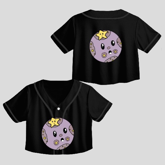 Surprised Purple Moon Crop Top Baseball Jerseys