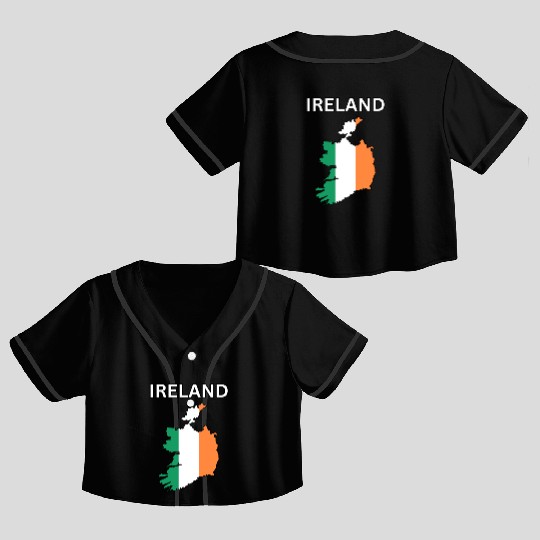 Ireland Flag Map Crop Top Baseball Jerseys
